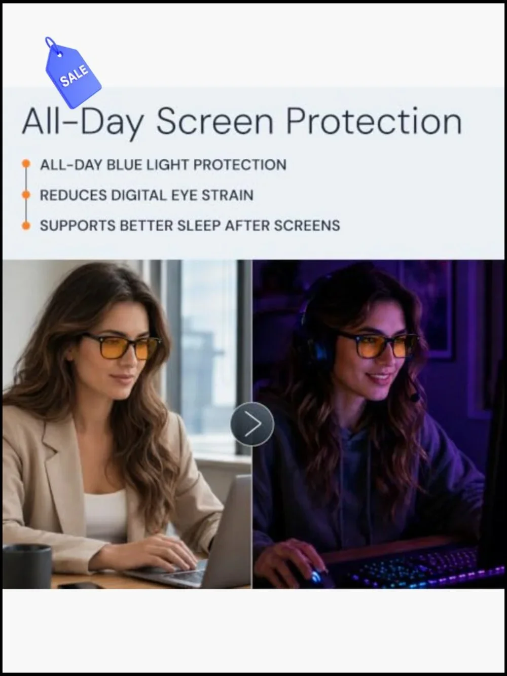 Blue Light Blocking Gaming Glasses TR90 Frame Anti Glare for Men Women